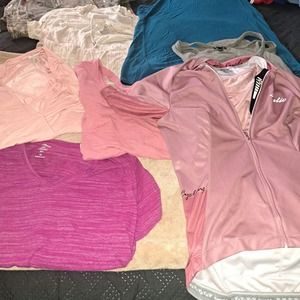 BUNDLE of 8 Pretty Light Weight Cotton Shirts Plus Cycling Jacket all small-XS